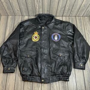 Vintage Leather Bomber Flight Jacket USAF Fangs Of Death Men M Distressed Retro‎
